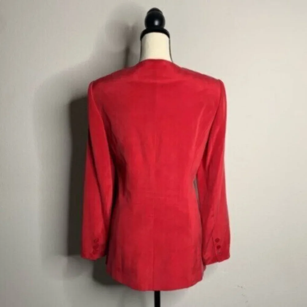 Andrea Viccaro Vintage Silk Single Breasted Collarless Blazer